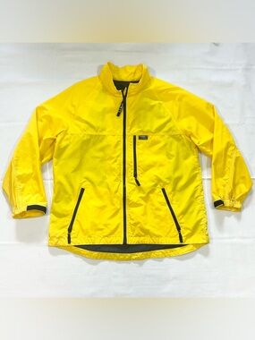 Vtg LL Bean Mens L Windbreaker Full Zip Jacket Vented Lightweight Bright Yellow